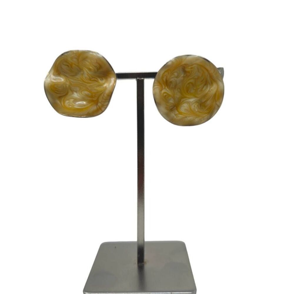 Vintage 1960s Avon Marbled Enamel Clip-On Earrings
